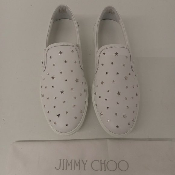 Jimmy Choo Grove Men's White Star-Studded Slip-On Sneakers - EU45/US12 - Picture 3 of 10